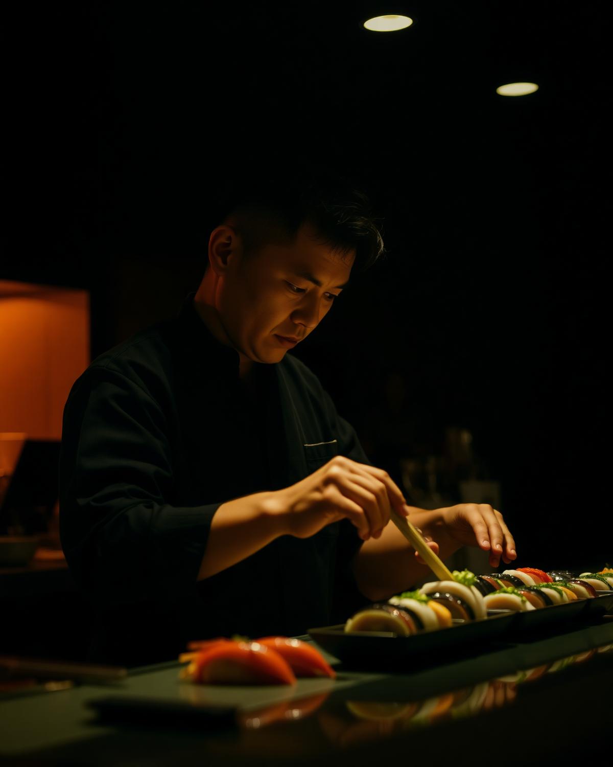 Sushi chef at work